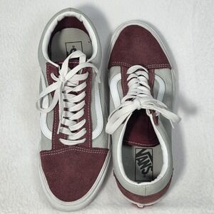 Vans Men's Size 9 Low Burgundy & Gray Shoes